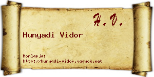 Hunyadi Vidor névjegykártya